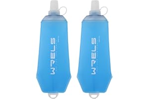WRELS 200ml/350ml/500ml Collapsible Soft Flask,BPA Free Folding Soft Water Bottle with Hanging Ring,Lightweight TPU Hydration Flask for Running Marathon Cycling Hiking(500ml-2 Packs)