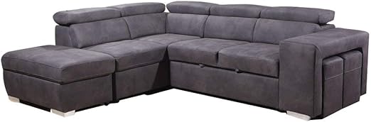 Meubletmoi Canape Taupe D Angle Gauche Convertible Toucher Doux