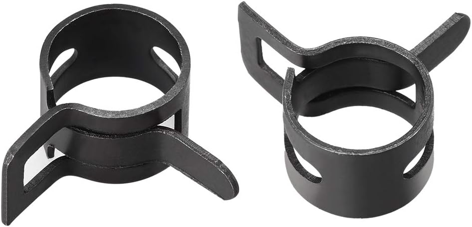 uxcell Spring Band Type Clamp 10mm Inner Dia Fit 10.5-11.2mm OD Hose Fuel Line Silicone Tube Clips Clamp Black Manganese Steel 30Pcs