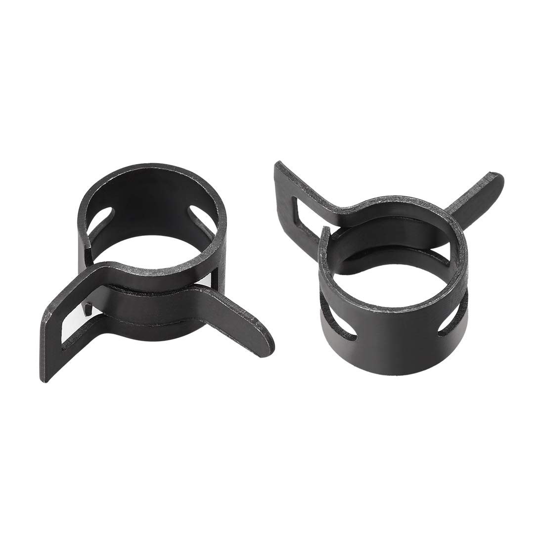uxcell Spring Band Type Clamp 10mm Inner Dia Fit 10.5-11.2mm OD Hose Fuel Line Silicone Tube Clips Clamp Black Manganese Steel 30Pcs