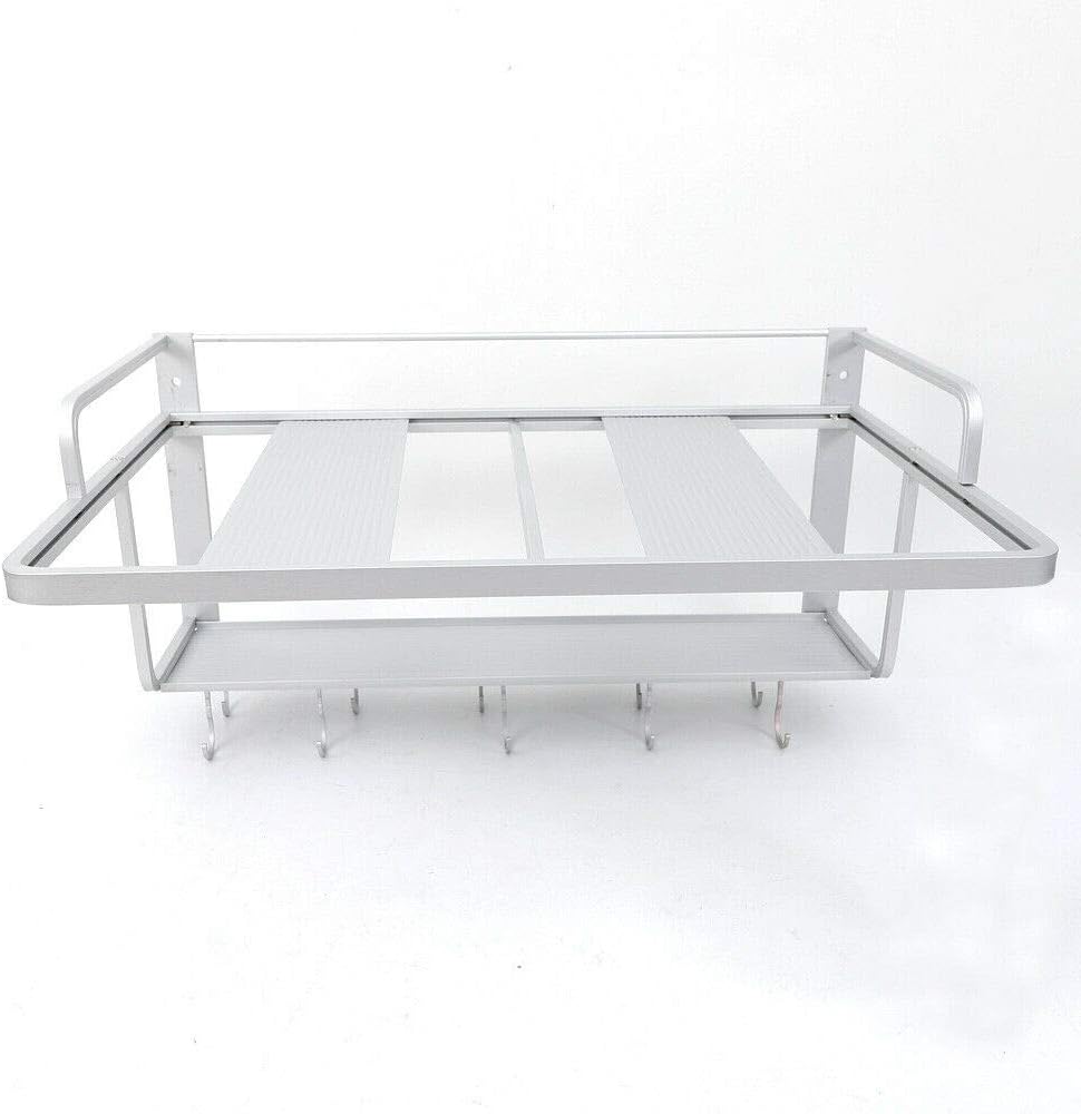 Microwave Oven Wall Mount Wall Mount Microwave Oven Bracket Shelf Rack w/Removable Hook alumimum Kitchen Counter Aluminum with Double 2.3kg Hooks Anti-Rust