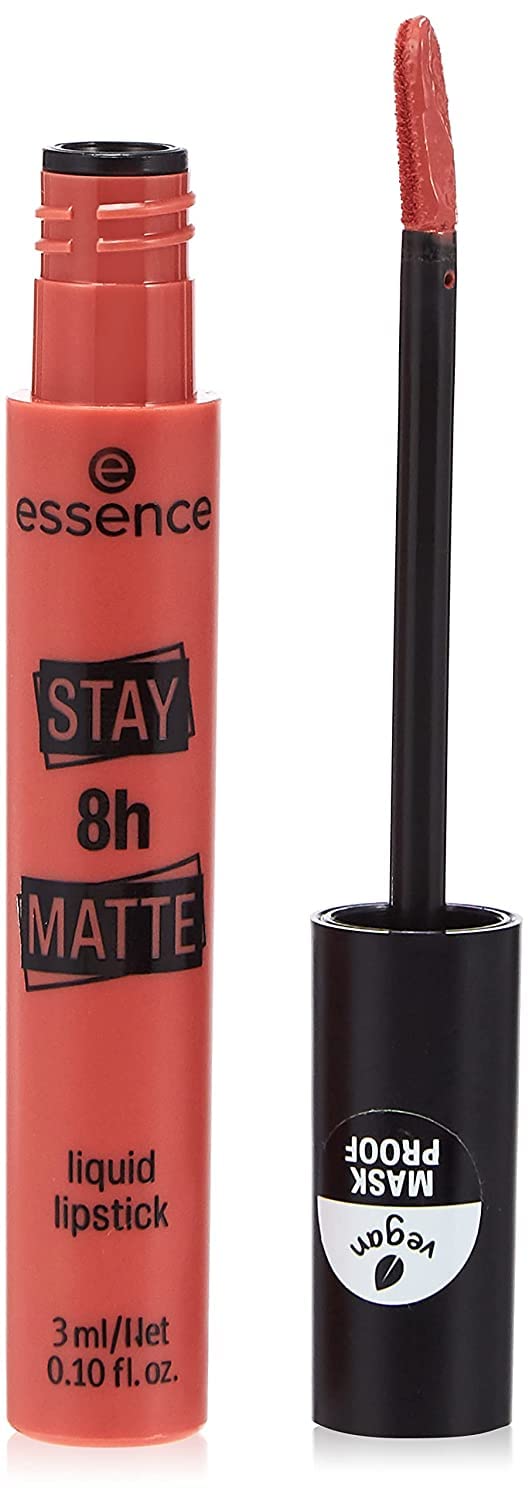 essence Stay 8h Matte Liquid Lipstick, No. 03 Down To Earth, Pink, Matte, Long-Lasting, Intense, Vegan, Alcohol and Paraben Free (3ml)