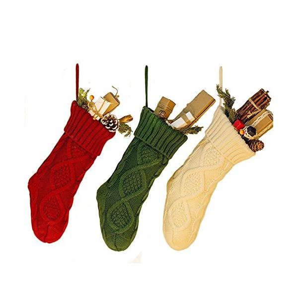 JBNEG 6 PCS 15'' Knit Christmas Stockings Woven Stockings Christmas Decorations White/Red/Green - Image 4