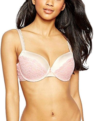 Evollove Dulce Candy 2100048 U/W Padded Moulded Full Cup Plunge T-shirt Bra Pastel Rose Tan/Strawberry Cream 34F