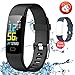 Juboury Fitness Tracker HR, Activity Tracker Watch Heart Rate Monitor, Waterproof Smart Bracelet Step Counter, Calorie Counter, Pedometer Watch Kids Women Men, Android & iOS (Blue-Black)