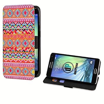 deinPhone Samsung Galaxy A3 (2016) Kunstleder Flip Case Zick Zack Muster Orange