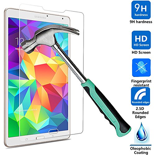 MobilePioneer Samsung Galaxy Tab S 8.4 SM-T700 0.3mm Ultra Thin 9H Hardness 2.5D Round Edge Tempered Glass LCD HD Premium Screen Protector - Anti-Scratch/ Shatterproof/ Anti-Fingerprint/ Water & Oil Resistant (Samsung Galaxy Tab S 8.4)