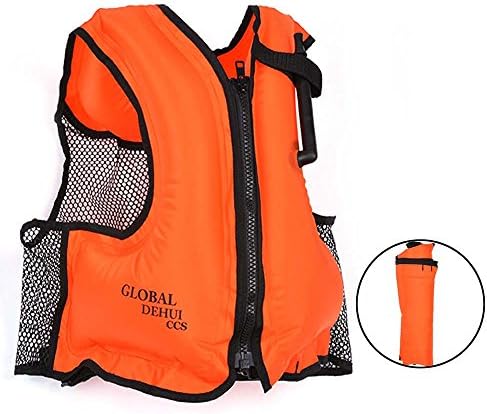 DeHui Globle Life Jacket Adult Inflatable Snorkel Vest Swim vest For Safe Snorkeling (Neon Orange)