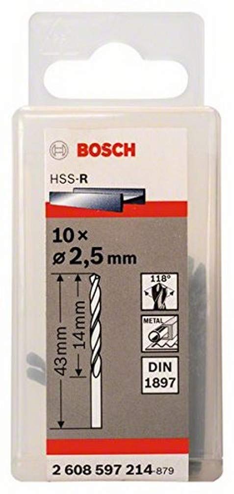 Bosch 2608597214 25 x 14 x 43 mm Din1897 HSS-R Stub Drill Bits