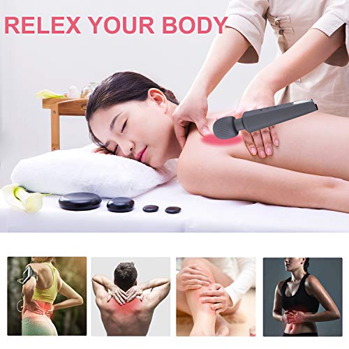 Wand Massager Cordless Electric Handheld Portable Waterproof Viberate Massager 20 Vibration Patterns Relaxation Massage for Neck Shoulder Back Body Massage, Sports Recovery Therapeutic Muscle