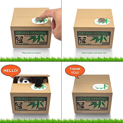 Resulzon Stealing Coin Panda Box - Piggy Bank - Panda Bear - English Speaking - Great Gift for Any Child