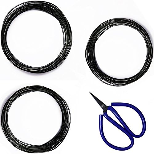 Ownuzz 32 feet Bonsai Training Wire with Scissors, Set of 3 Sizes Plant Training Wires for Bonsai Tree - 1.0mm, 1.5mm, 2.0mm, Coated and Rust Resistant
