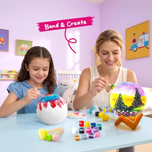 Klever Kits Craft Moon Lamp Painting Set, DIY Moon Lamp Painting Set Creative Set for Children, Craft Set Children from 6 7 8 9 10 11 12 Years, Gifts for Girls 6-12 Years, 3D Painting Night Light