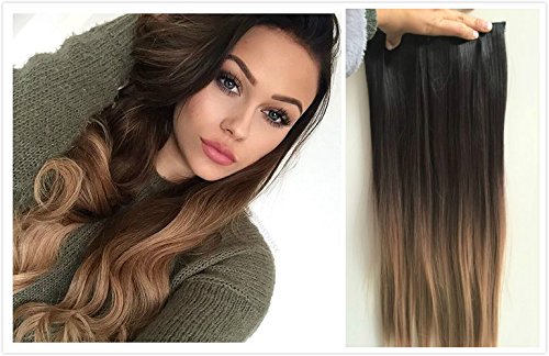 Thick one piece ombre clip in hair extensions long stra…