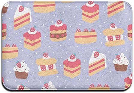 KJIOPA Strawberry Cakes Welcome Washable Coral Velvet Personalized Door Mat, Durable/Safe/Non-slip,For Family Use