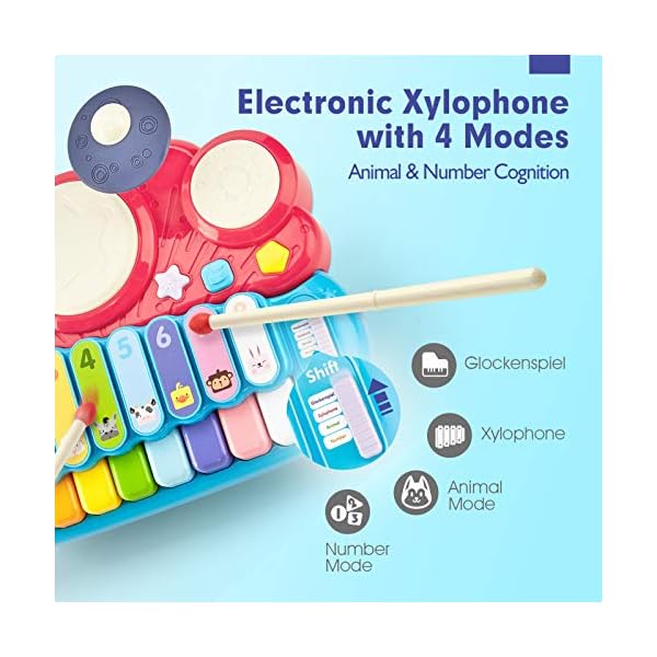 CubicFun-5-in-1-Baby-Musical-Instruments-Toddler-Toys-for-1-Year-Old-Girls-Multi-Function-Piano-Drum-Set-Early-Development-Activity-Toys-Baby-Toys-for-12-Months-2-3-4-5-6-Year-Old-Girls-Boys-Gifts 5 in 1 Baby Musical Instruments Toddler Toys for 1 Year Old Girls, Multi-Function Piano Drum Set Early Development…
