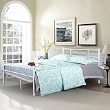 Bed Frame Full Size, Yanni Premium Platform Metal Mattress Foundation / Box Spring Replacement with Headboard and Footboard, Under-bed Storage, Enhanced Sturdy Slats, 10 Legs, White