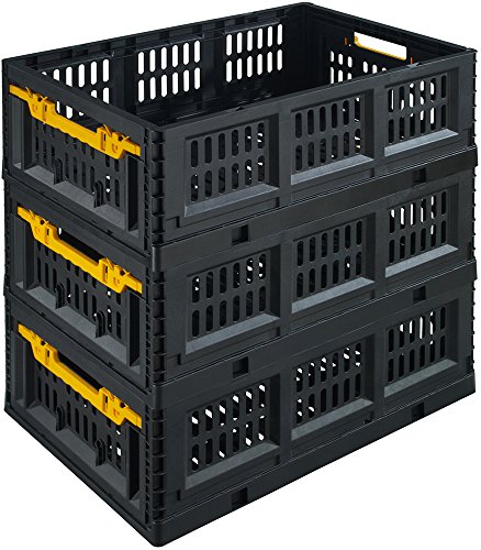 Stack-On FCB-2316 Collapsible Stackable Folding Crate, Black