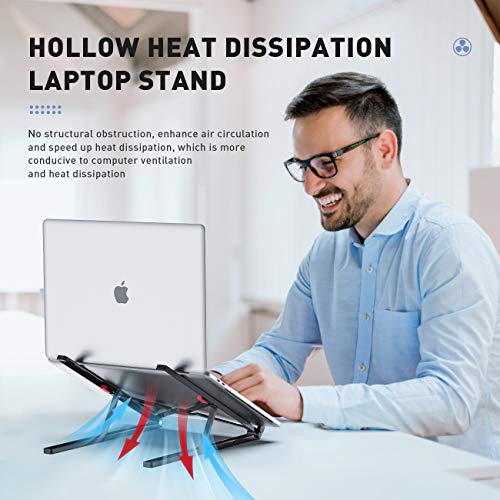 Portable Laptop Stand Adjustable Aluminium Alloy Laptop Stand Foldable Ventilated for MacBook and Notebook Black