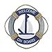 Wooden Nautical Life Ring Wall and Door Hanging Ornament Plaque,Welcome On Board,11.6
