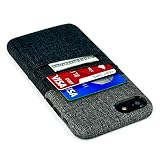 iPhone 7 Card and Cash Case by Dockem- Minimalist Synthetic Leather Wallet Case with Canvas Twill Styling, Slim Professional Executive Cover with 2 Card Holder Slots, 1 Cash pocket (Black and Grey)