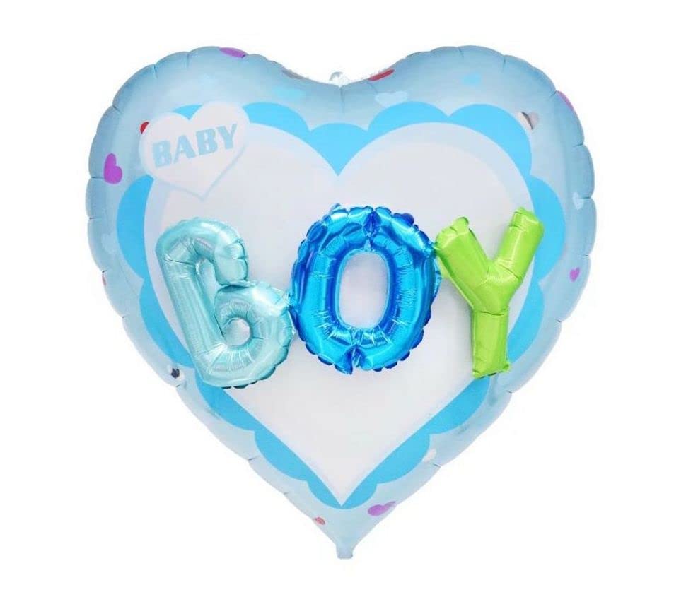 Blue Baby Boy Heart Foil Balloon, 90cm/35inch