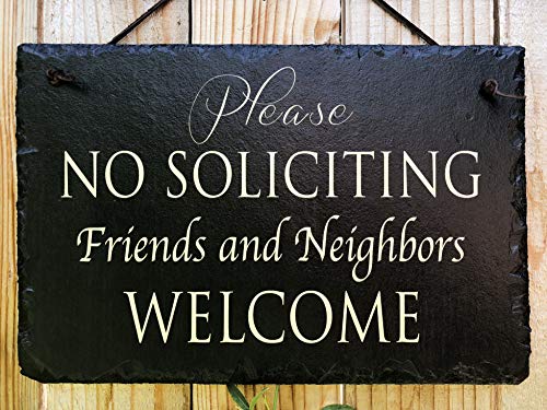 Sassy Squirrel No Soliciting Sign for House - Slate House Sign - No Solicitation - Keep Solicitors Away with This Outdoor Plaque Available 2 Sizes 12"x8" and 16"x10"