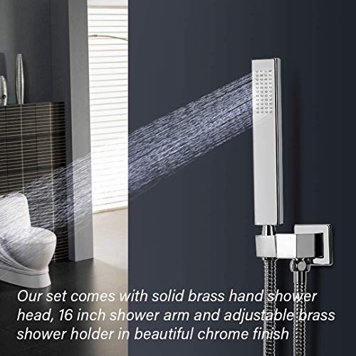 PurrfectZone Shower Faucets Sets Complete Chrome | 12 Inch Waterfall Showerhead with Handheld | Rain Shower Head with Handheld | Rainfall Shower Head with Handheld | Shower Valve and Trim Kit - Thumbnail 7