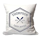 Personalized Crossed Oars Family Lake House Throw Pillow
