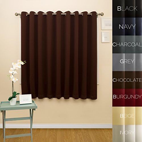 Prestige Home Fashion Extra Wide Width Thermal Insulated Blackout Curtain - Antique Bronze Grommet Top - Chocolate - 116"W x 63"L, 1 Panel