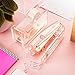 Zodaca Deluxe Acrylic Rose Gold Stapler, Heavy Duty 15 Sheets Capacity, Medium Size [5 X 2 x 1.3 inches], Staple Size: 1/4 inch