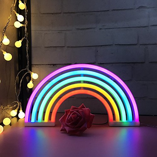 AIZESI Neon Light Sign,Neon Lamps,Marquee Battery Or USB Operated Table Led Ligths Wall Decoration for Girls Bedroom,Living Room, Christmas,Party as Kids Gift (Rainbow Color)