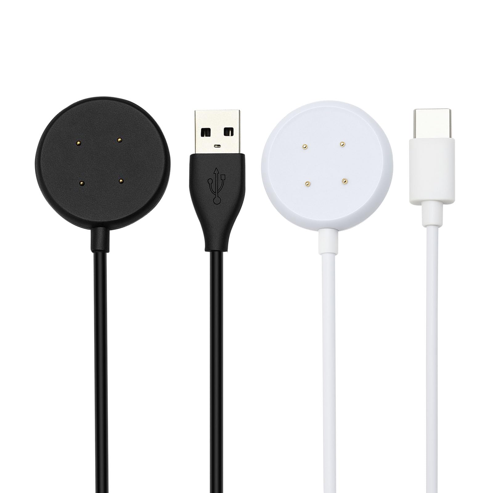 Compatible with Google Pixel Watch 3/Pixel Watch2 Chargers, 2 USB-A Type-C Ports,3.3 feet/100 Smart Watch Charging Cable Adapter, Accessories for Fitbit Ace LTE/Versa 3/Versa4 (2, Black White)