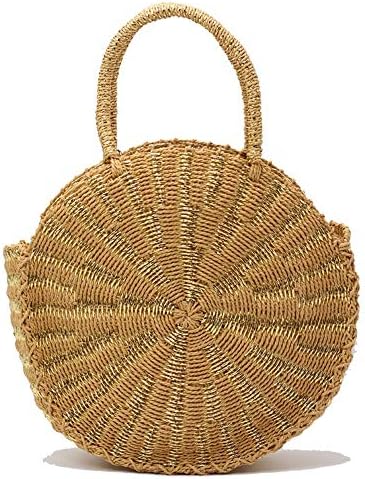 Zhangcaiyun Summer Beach Handbag Travel Vacation Leisure Straw Bag Paper Rope Woven Bag Shoulder Bag Straw Bag (Color : Gold, Size : 30 * 31 * 11 cm)