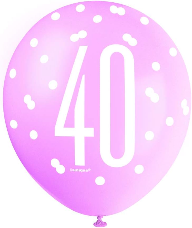Vibrant 40th Glitz Petal Pink, Spring Lavender & White Latex Balloons (30cm) - Perfect for Birthday Party Decor & More - 6ct - Image 3