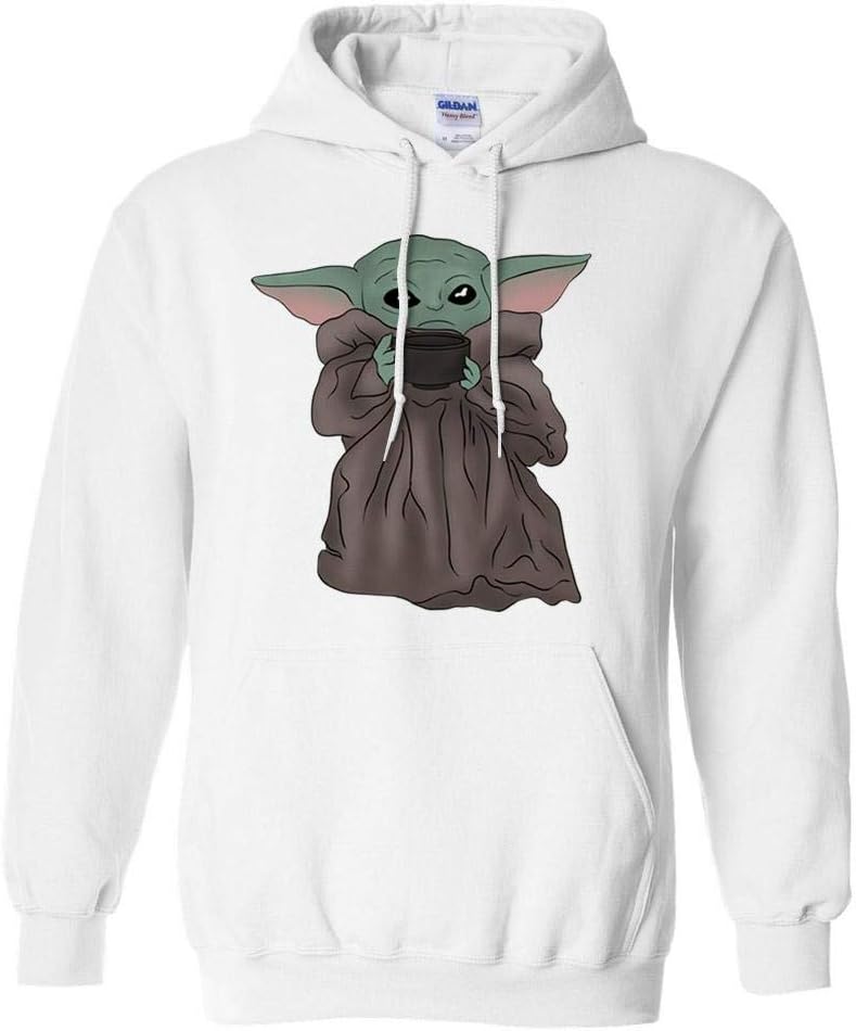 TeesAndTankYou Baby Yoda Sipping Tea Hoodie Sweatshirt Unisex