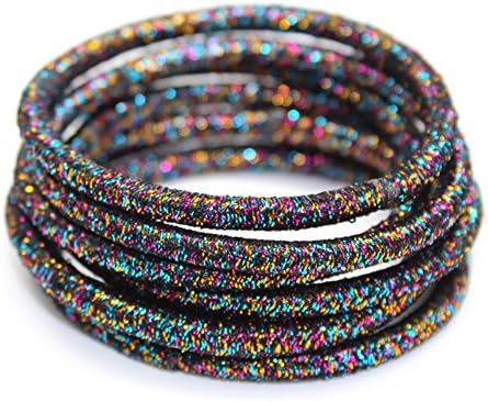 La Tartelette 5 cm Shimmer Elastic Bands Hair Ties Children Rubber Hair Headbands - 100 Pcs (Rainbow)
