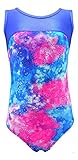 Girls Gymnastics Leotard - Tank with Keyhole (Princess Tie Dye, Youth 7-8)