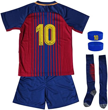 New 2017/2018 Messi #10 Barcelona Home Jersey &amp; Shorts for Kids and Youths by Fanshoose