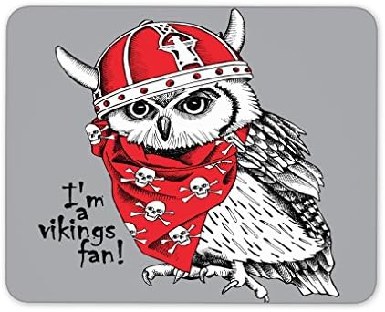 Owl in a red viking helmet with horns mouse pad,Natural Rubber Mouse Pad, Quality Creative Wrist-protected Wristbands Personalized Desk, Mouse Pad (9.5 inch x 7.9 inch)