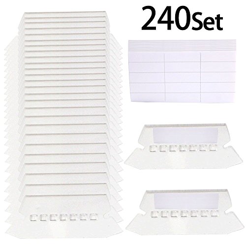 Hanging File Folder Tabs - 240 Sets Hanging File Folder Labels Tabs Inserts for Quick Identification of Hanging Files 2 inch Hanging File Inserts File Folder Labels