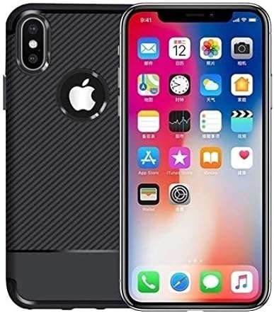 IPHONE X Carbon Fiber TPU Anti-Drop Protect Phone Case for iPhone Shockproof (black)