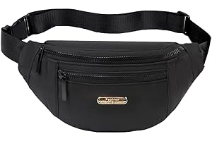 EVANCARY Fanny Packs for Men Women, Fashion Waterproof Waist Packs for Travel Walking Running Cycling Black
