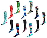 Compression Socks for Men & Women - BEST Graduated Athletic Fit for Running, Nurses, Shin Splints, Flight Travel, & Maternity Pregnancy - Boost Stamina, Circulation & Recovery (Cool Stripes, L/XL)
