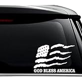 God Bless America USA Flag Decal Sticker For Use On Laptop, Helmet, Car, Truck, Motorcycle, Windows, Bumper, Wall, and Decor Size- [6 inch] / [15 cm] Wide / Color- Gloss White