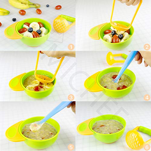 Baby Food Feeder Fruit Feeder Pacifier (2 Pack) with 3 Different Sized Silicone Pacifiers, Mash and Serve Bowl with 4 Baby Spoons Silicone Soft-Tip Infant Spoon, Baby First Stage Feeding Set by MICHEF - Thumbnail 6