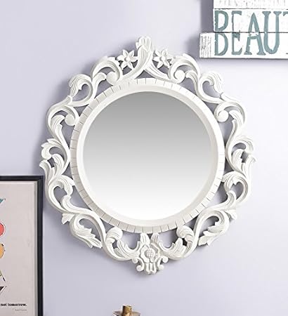 Artesia Round Shape Wall Decorative Mirror Frame Off White