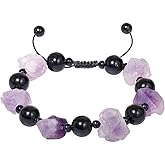 Lightock Black Obsidian Bracelets for Women Protection Raw Drusy Quartz Amethyst Crystals and Gemstones Yoga Meditation Balance Bracelets