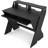 Glorious Sound Desk C Studio Workstation with Pull-Out Keyboard Compartment | Pull-out Keyboard Compartment Black