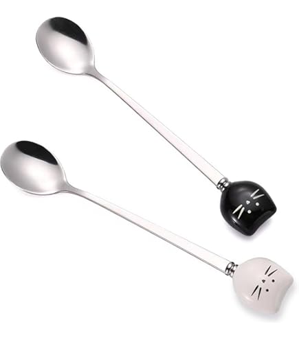 10PCS Stainless Steel Cat Spoon Set - Rose Gold, 4.5 Inch, For Tea, Coffee, Sugar & Desserts